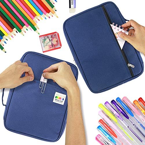YOUSHARES 166 Slots Colored Pencil Case, 110 Slots Gel Pens fo Coloring Case Organizer, Handy Multilayer Color Pencil Holder for Glitter Gel Pens, Refills, Colored Pencils for Adults & Artist (Blue) - Image 4