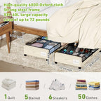 Tututry Under Bed Storage with Wheels, XXL 60L Under the Bed Storage Bins, Underbed Storage Containers with Lids & Label, Rolling Metal Drawer for Shoes, Clothes, Books, Toys (4-Pack Beige) - Image 2