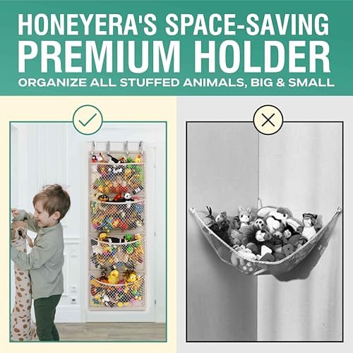 Honeyera The Original Storage for Stuffed Animals, Over Door Organizer for Stuffies, Baby Accessories, Toy Plush, Breathable Hanging Pockets Big Girls Toddler Large Bag - Image 3
