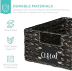 Best Choice Products Set of 4 9x12in Water Hyacinth Pantry Baskets, Woven Organizers w/Chalkboard Label, Chalk Marker - Black - Image 5