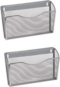 YBM HOME Mesh Wall Mount File Organizer Holder for Home and Office, Single Pocket Hanging File Holder for Folders, Documents, Letters, and Magazines, Silver 2 Pack by YBMHome