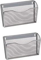 YBM HOME Mesh Wall Mount File Organizer Holder for Home and Office, Single Pocket Hanging File Holder for Folders, Documents, Letters, and Magazines, Silver 2 Pack by YBMHome