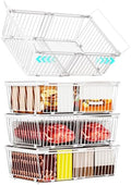 Large Freezer Organizer Bins for 10 to 20 Cu.Ft,4 Pack , Leak-Proof Bottom by ANJUBAN