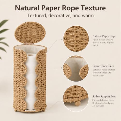 Coeusy Wicker Toilet Paper Holder Stand,Freestanding Bathroom Organizer - Image 6