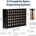 AllSpice Spice Rack Organizer, Wood, 525 Unique Labels, Countertop or Wall Mount, Includes 60 4oz Jars- Matte Black - Image 3