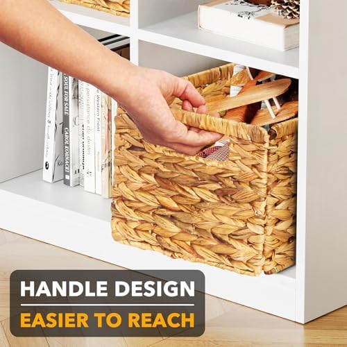 SpaceAid 6 Pack Wicker Basket, Storage Baskets for Organizing, Woven Rattan Basket with Handles for Shelves, Water Hyacinth Large Cube Organizer Storage Bin, 13x8.2x7 inch, Natural - Image 6