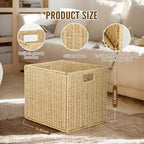 4Pcs Cube Storage Bin,Collapsible Storage Basket, Shelf Organizer with Insert Handle, 12 * 12 * 12 Inch Hand Woven Seagrass Basket, Suitable for Bedroom Storage and Other Scenarios - Image 2
