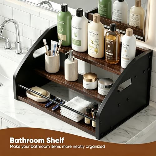 3-Tier Coffee Syrup Rack with Easy-Carry Handles | Retro Large Countertop Bottle Organizer Shelf |15 Syrup Bottles Holder | Sturdy Freestanding Bar Stand for Coffee, Whiskey & Spirits - Image 7
