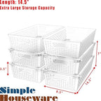 Simple Houseware Stackable Plastic Woven Basket Organizer, 6 Pack, Clear - Image 3