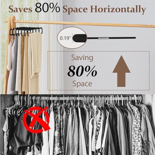 Velvet Felt Pants Hangers 30 Pack, with Cascading Hooks (Black) - Image 3