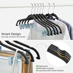 HOUSE DAY Velvet Pant Hangers with Adjudtable Clips 30 Pack, Black - Image 5