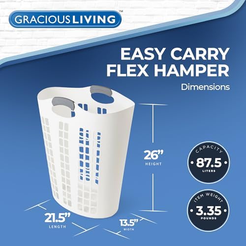 Gracious Living Laundry Basket, Easy Carry Flex Collapsible Hamper, 87.5L - Image 2