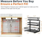 Under Sink Organizer, 2-Pack 3-Tier Height Adjustable Thickened Metal Pull out Cabinet Organizer Shelf, Slide out Storage Drawer Rack for Bathroom Kitchen Pantry Home Laundry Organization (Black) - Image 4