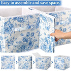 Geelin 6 Pcs Blue Floral Cube Storage Bins 11 Inch Storage Basket - Image 3