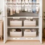 OIASKET 4 Pack Storage Baskets for Organizing, 15.75''x11.8''x7.87'', Decorative Cotton Rope Baskets for Shelves, Small Woven Basket for Toys, Books and Towels, Brown&White - Image 7