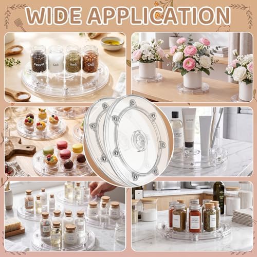 12 Pcs 6 Inch Small Lazy Susan Turntable Clear Acrylic Lazy Susan Organizer 360 Degree Rotating Spice Rack Tray for Kitchen Pantry Spice Rack Table - Image 6