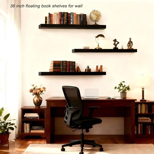 ROGMARS Black Wooden Floating Shelves for Wall 36 Inches Long - Image 6