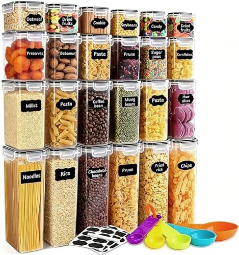24pcs Airtight Containers, Clear Stackable Dry Food Storage by stusgo
