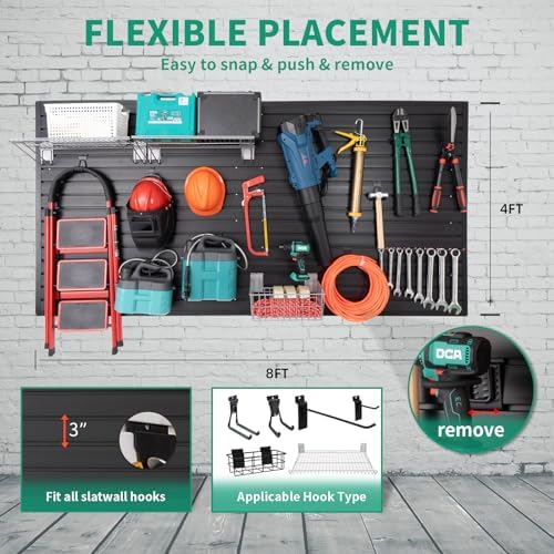 FRAYSCENT Slat Wall Paneling Garage Slat Wall Storage Systems Slatwall Panels Power Tool Organizer Wall Mount, PVC Garage Storage & Organization Products Slate Board (Black, 4ft x 8ft) - Image 5