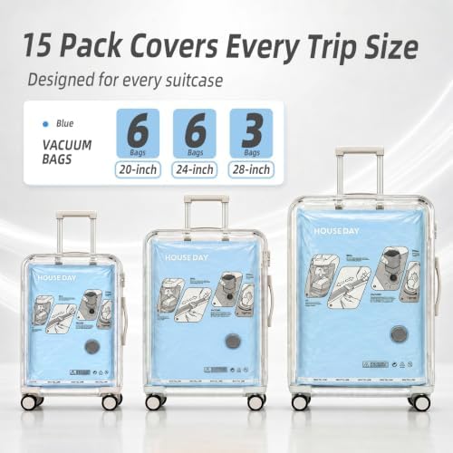 HOUSE DAY Vacuum Storage Bags for Travel 15-Pack, Premium Space Saver Bags - Image 2