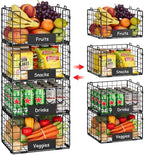 JKsmart 4 Pack XL Stackable Wire Baskets, Pantry Organizers and Storage by JKsmart