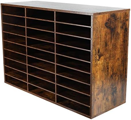 EasyPAG 27 Compartments Wooden Literature Organizer with Adjustable Shelves, 13500 Sheets Capacity Paper Organizer, Classroom Mailbox and Mail Sorter for Teachers and Office, Archaize - Image 2