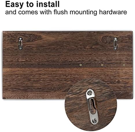 Lwenki Mail Organizer for Wall Mount – Key Holder with Shelf Includes Letter Holder and Hooks for Coats, Dog Leashes – Rustic Wood with Flush Mounting Hardware (16.5” x 8.7” x 3.5”) - Image 4
