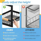 ADBIU Under Sink Organizer 2 Packs 2 Tier Expandable Height Under-Sink Organizers Slide Out Pull Out Organizer Shelf, Black - Image 4