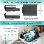 GSlife Large Dish Drying Rack - Expandable for Kitchen Counter, Black - Image 2