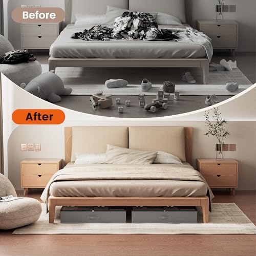 XXXL 78L Under Bed Storage, Storage Containers with Support & Clear Lid, Support Frame, Underbed Storage Bins for Clothes, Shoes, Blankets, and Toys 2 pack - Image 5