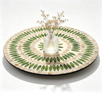 13.4" Mother of Pearl Lazy Susan, Table Centerpiece Round Shell Decorative Lazy Susan Turntable Rotating Tray Organizer for Cabinet Counter Gift Kitchen Office Cafe Home Decor (Dot Green) by Abyjifar