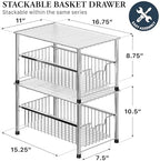 Simple Houseware Chrome Metal Stackable Storage Rack, 16.75 in L x 10.8 in W x 10.25 in H - Image 2