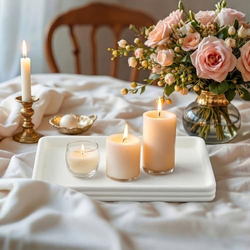 Leinuosen 14" White Rectangle Concrete Tray, Decorative with Cork Base - Image 5
