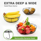HULISEN 3-Tier Hanging Fruit Basket for Kitchen with Banana Hook - Image 3