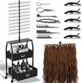 XINTUO Portable Braiding Hair Rack with Wheels & Storage Drawers,280 Pegs Hair Extension Holder Hanger for Braiding Hair Separator Stand Display,Hair Rack with Stylist Hair braiding Tools(Black) by XINTUO