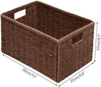 Vagusicc 2 Packs Large Wicker Storage Basket, Closet Storage Baskets Bins for Shelves, Decorative Collapsible Baskets for Organizing Clothes Toy Nursery Bathroom Organizers and Storage, Brown - Image 2