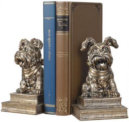 Vintage Antique Gold Dog Bookends,Decorative Book Ends for Shelves by Kakizzy
