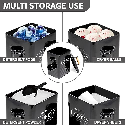 Calindiana Modern Farmhouse Metal Laundry Soap Dispenser Container Holder with Scoop for Laundry Room Decor and Space Saving Laundry Room Organization and Storage, Laundry Powder Container, Black - Image 6
