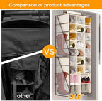 Hanging Shoe Organizer for Closet-Collapsible Storage Rack with 25 Sections & 4 Side Pockets, Hanging Shoe Shelves for Hats,and Clothes, Beige - Image 7