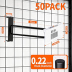 8 Inch Gridwall Hooks with Price Tag Slot,50 PC Extra Long Black Electroplated Hangers for Coats, Tools, Cables - Image 7