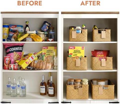 YANGQIHOME Wicker Baskets, [Set of 3] Woven Baskets for Storage, Seagrass Storage Baskets for Organizing with Built-in Handles, Open Storage Bins, Multisize, Natural - Image 3