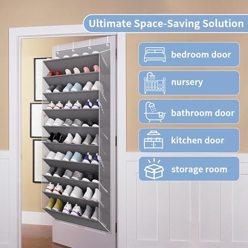 TAHAVICE 30 Pair Over the Door Shoe Organizer, Hanging Closet Shoe Storage - Image 7