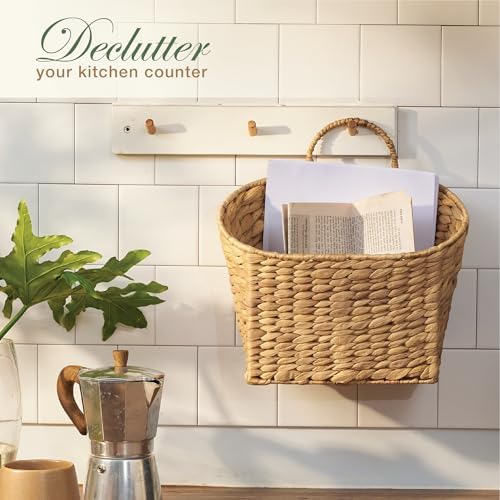84ECO Set of 2 Wicker Hanging Baskets for Organizing, Front Door, Mail, Flowers - Woven Wall Baskets for Storage - Image 5