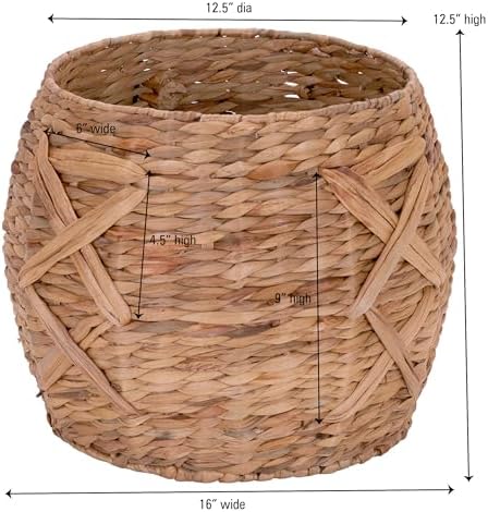 Household Essentials ML-4112 Hyacinth Round Floor Basket, X-Design, Brown - Image 2