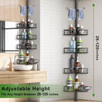Corner Shower Caddy Tension Pole 4 Tier Adjustable Stainless Steel Shower Shelf for Inside Shower Bathtub Shampoo,Standing Bathroom Organizer Shelves with 26 to 120 inch Height - Image 5