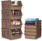 Skywin Stackable Storage Bins Open Front for Pantry Storage, 4 Pack - Brown by Skywin