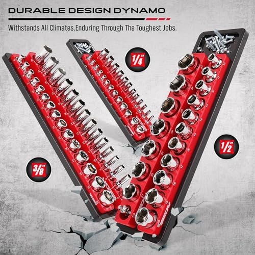 Magnetic Socket Holder Organizer Set: 6-Piece Detachable 1/2 3/8 1/4 Drive Sockets Storage Tray Magnetic Socket Organizer Tool Box Drawer Tool Box Organizers Storage Metric SAE (Sockets Not Included) - Image 5