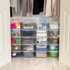 Storage Bins 5 Qt Stackable Plastic with Lids Clear 20 Pack for Closet Home - Image 2