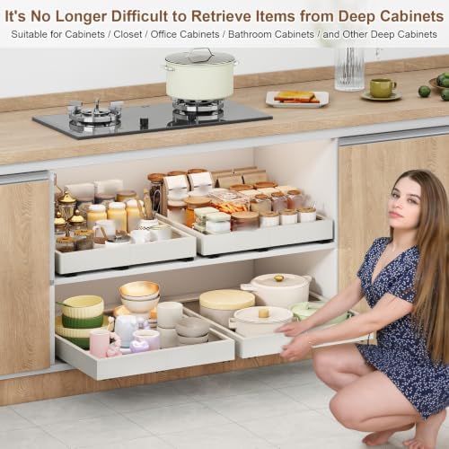 Fokyfok 2Pc Pull out Cabinet Organizer,16"-21"W,13"-17"D,Expandable - Image 3