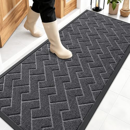OLANLY Front Door Mat Outside 59x23, All-Season Absorbent Rubber Doormat by OLANLY